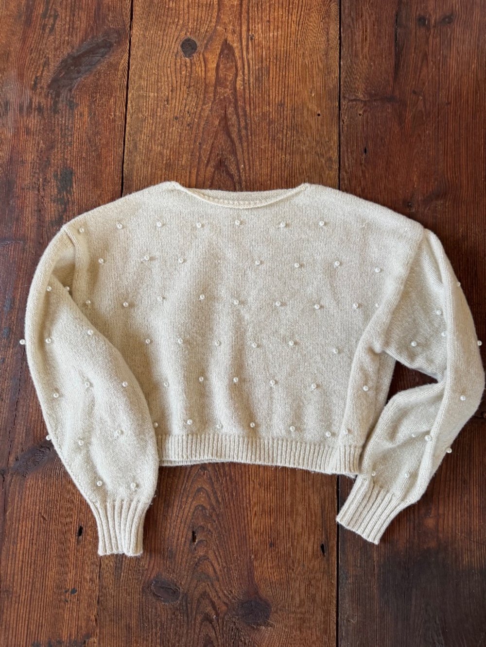 H&M Cream Pearl Sweater Cropped